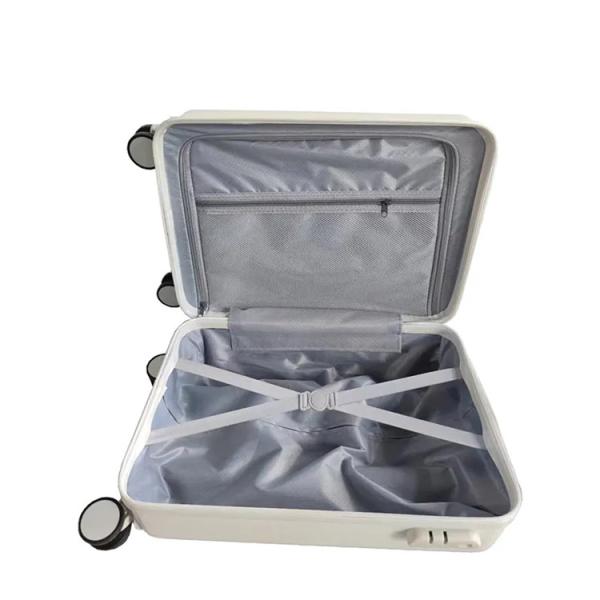 20inch PC Luggage with Spinner Wheels Durable White ABS Travel Baggage Suitcase featuring Front Open Zipper at Reasonable