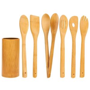Lightweight Bamboo Kitchen Supplies Wooden Cooking Utensils 7 Piece Set
