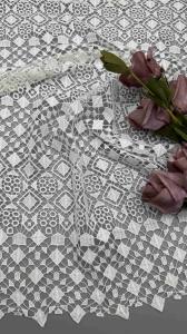 China 100% Poly Off White Geo Chemical Embroidered Lace Fabric For Women Clothing wholesale