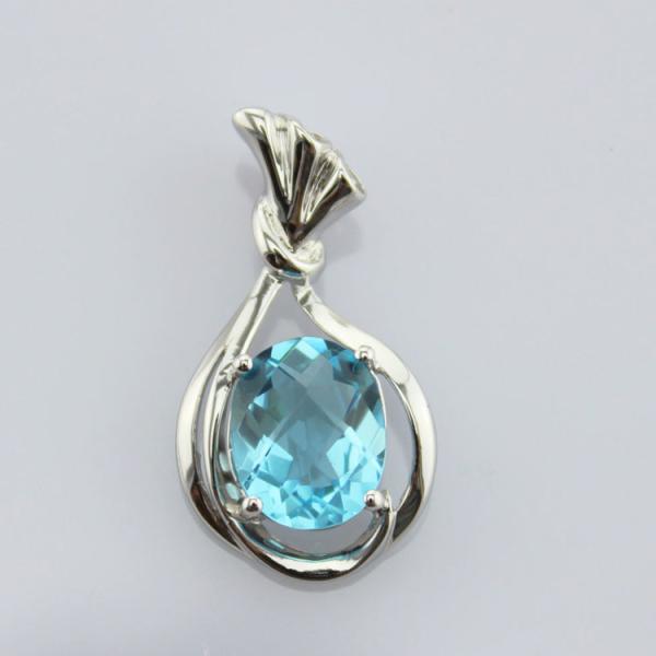 Rose Gold Plated 925 Silver Chain Oval Pink Cubic Zircon Pendant Necklace(P06)