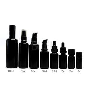 China Black Round Glass Dropper Bottle Serum Glass Essensial Oil Bottle wholesale