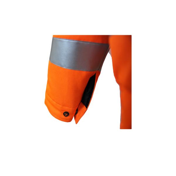 CVC 55% Cotton 45% Polyester 245 GSM Orange Reflective Jacket Three Flap Pockets