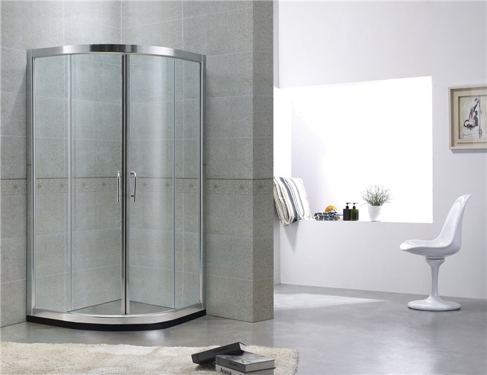 China Customized Double Sliding Curved Shower Partition With Bright Silver Finished Aluminum Profiles wholesale