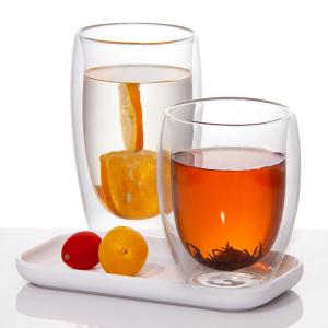 China Empty Cappuccino Glasses Double Walled Insulated Glass Tumblers 350ml 650ml wholesale