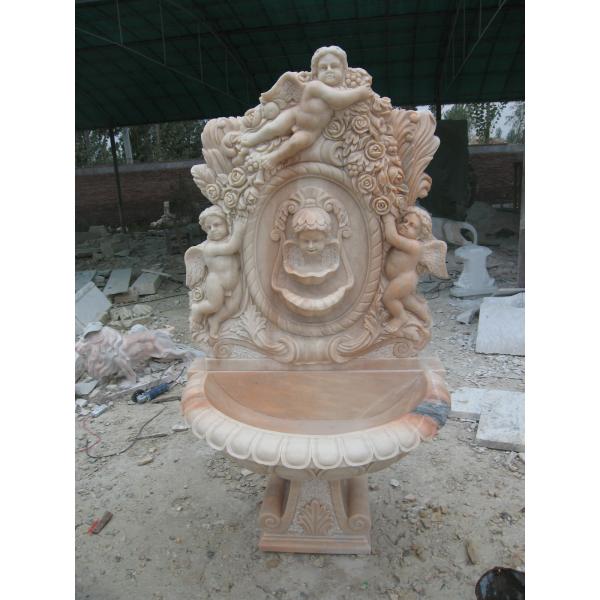 Angel With Wings Statue Carved Stone Marble Fountain Column