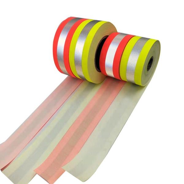Quality Red Blue Reflective Cotton Fabric Fluo Yellow Red Blue Hi Vis Reflective Strips For Jackets for sale