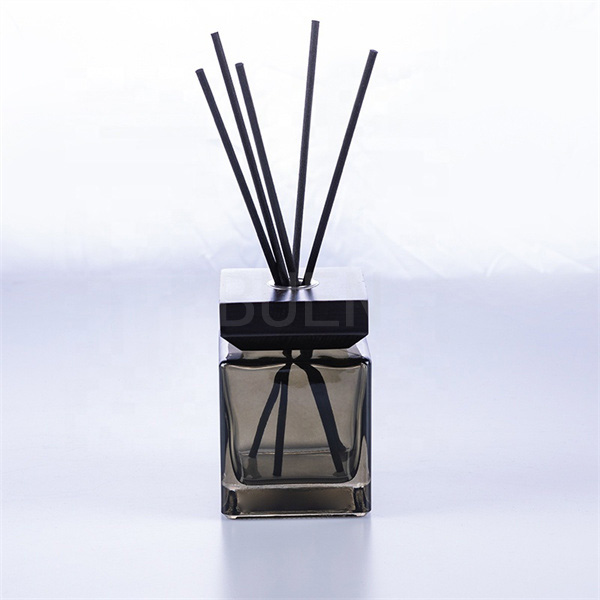 Square Reed Glass Aromatherapy Diffuser Oil Bottle Transparent Black