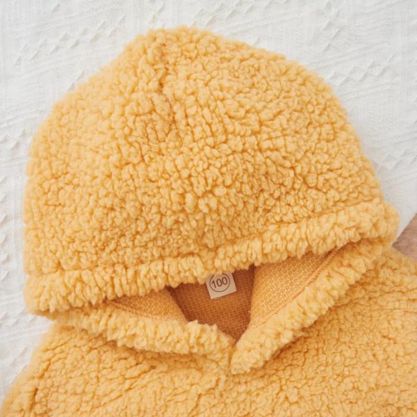 Short Hair Solid Color Pullover Hoodies Yellow Warm Sweatshirts For Winter Odm