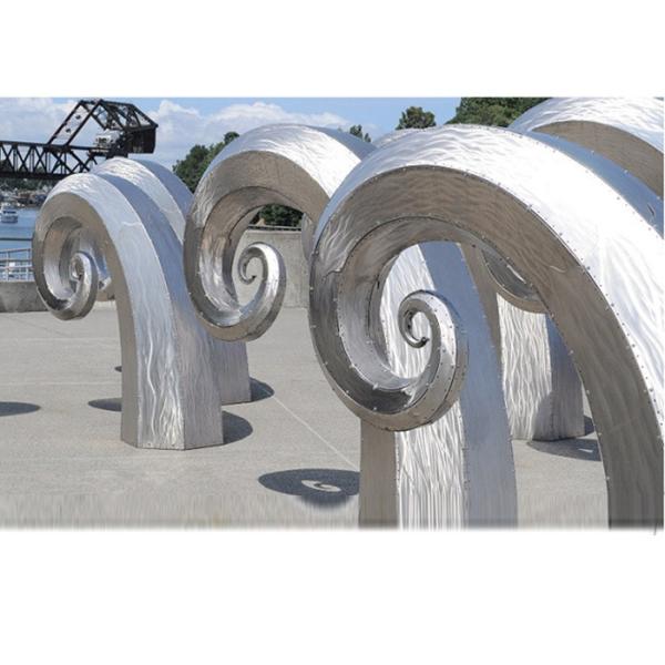 Public Art Large Metal Wave Sculpture , Outdoor Abstract Steel Sculpture
