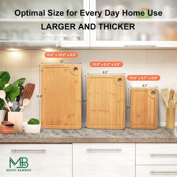 Bamboo Cutting And Serving Boards With Holder