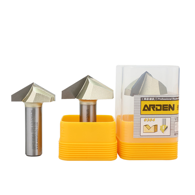 China Carbide 12.7mm Arden Router Bits 3D Woodworking V Groove Bit Engraving Router wholesale