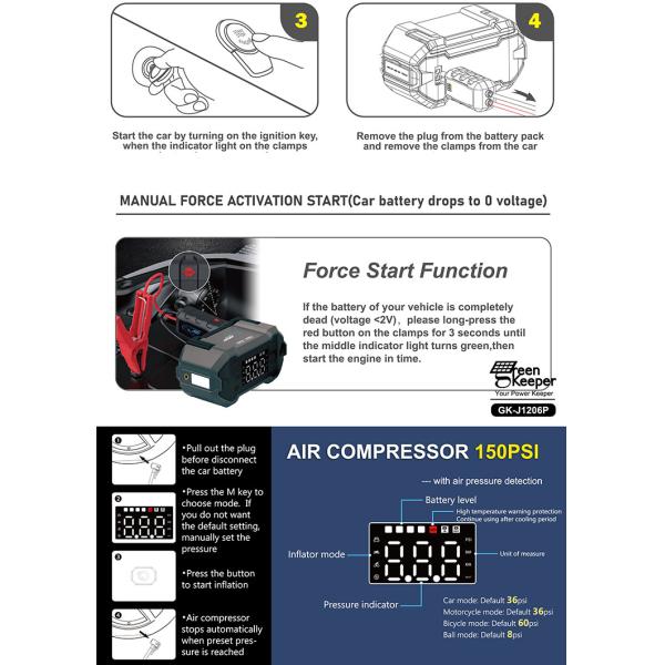 12V Type-C Car Battery Charger Jump Starter for Fast Charging Electric Auto Battery