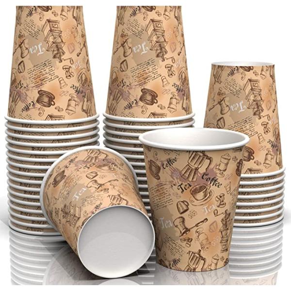 8oz Disposable Paper Cups Hot / Cold Beverage Drinking For Party Picnic BBQ Travel Event