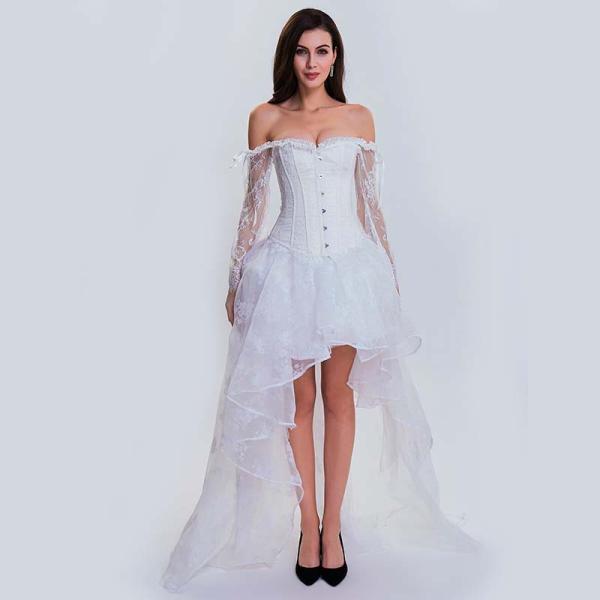 Custom Bustier And Corset Steel Bone White model front