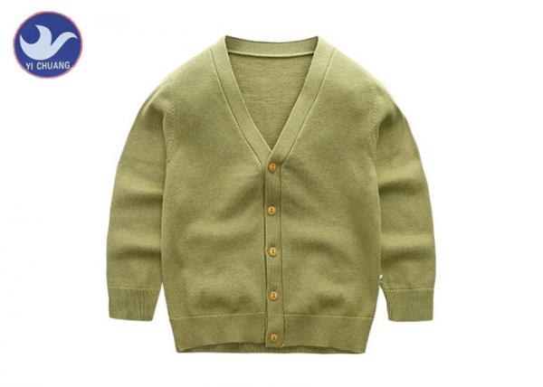 Quality Basic V Neck Boys Cardigan Sweater / Cotton Kindergarten Uniform for sale