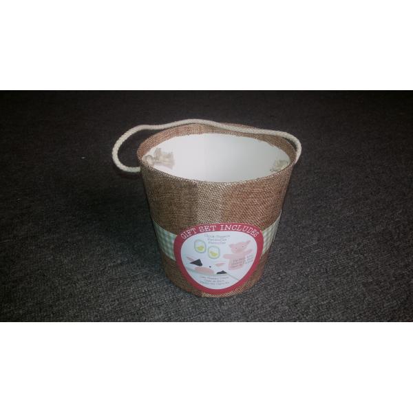 Custom made decorative bucket shaped paper box,storage bucket for gifts with handle rope handle