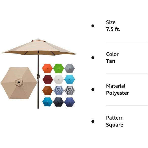 Patio Umbrella, Yard Umbrella Push Button Tilt Crank, Terrace Garden Restaurant Patio Parasol Outdoor Umbrella