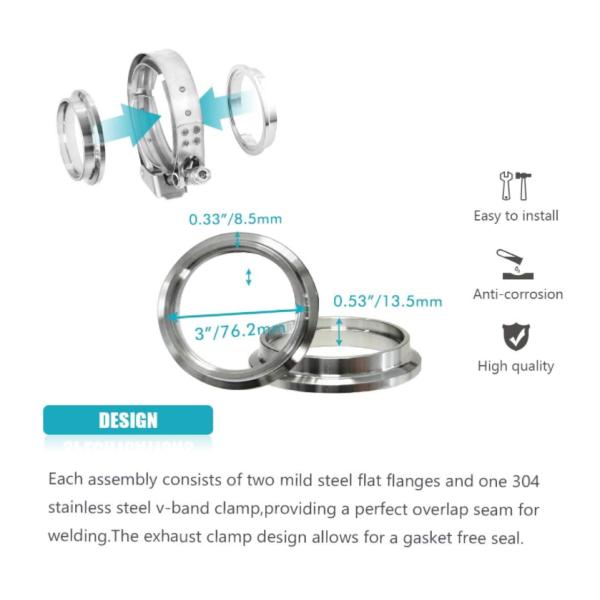 Exhaust Quick Release 2.5 Inch V Band Clamp 304 Stainless Steel