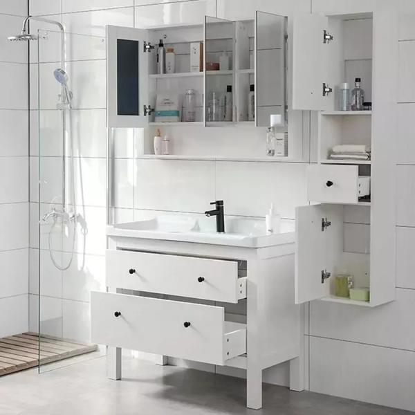 Modern Solid Wood Bathroom Cabinet Vanity Furniture Single Sink Unit