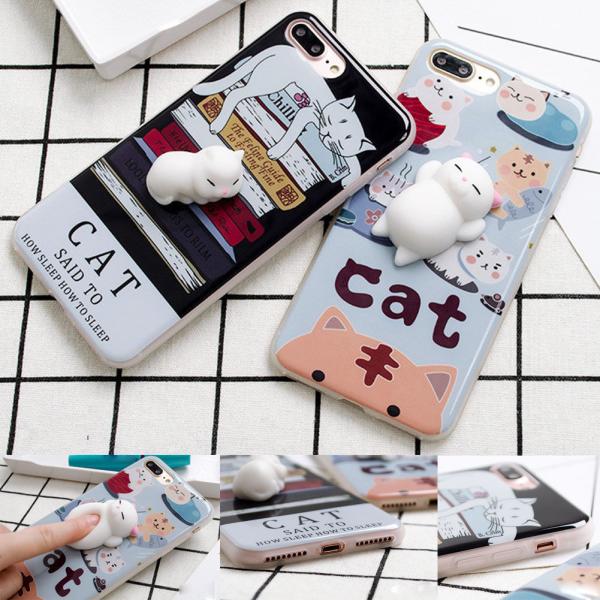 New Products 2017 Unique Cute Animal TPU Squishy 3D Cats Phone Cases For iPhone 6 6 plus 7 7 Plus