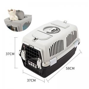 China Flight Transport Plastic Dog Travel Crate Small Middle Animal Carrier 37*37*58cm on sale