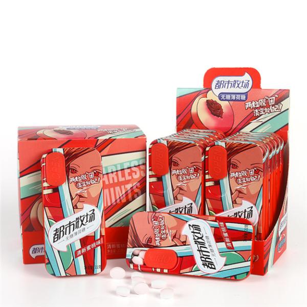 Tin Package Mints Candies Peach Taste Sugar Free Mint Candy Lemon Flavor