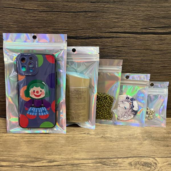 Customize Small Laser Zip Mylar Holographic Laser Bags