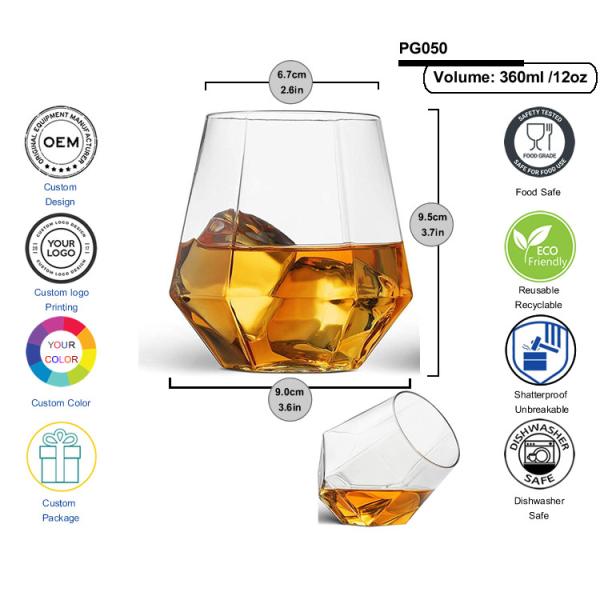 1oz Plastic Whisky Glasses With Heavy Base Clear Plastic Shot Cups