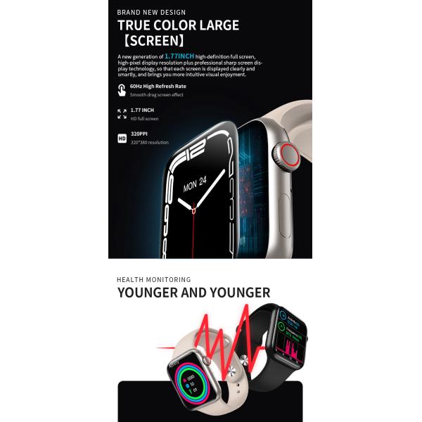 2021 New Style 1.77inch320*380TFT Square Screen View Health Data of Relatives and Friends Wallet Function Push Hl57 PRO NFC Smart Watch