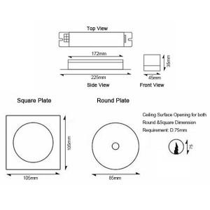 Customized Battery Operated LED Recessed Ceiling Emergency Light 50Hz / 60Hz