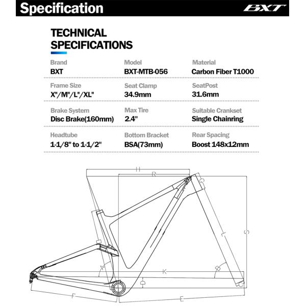 Boost MTB Carbon Fiber 29er Mountain Bike Frame Clear Orange Color