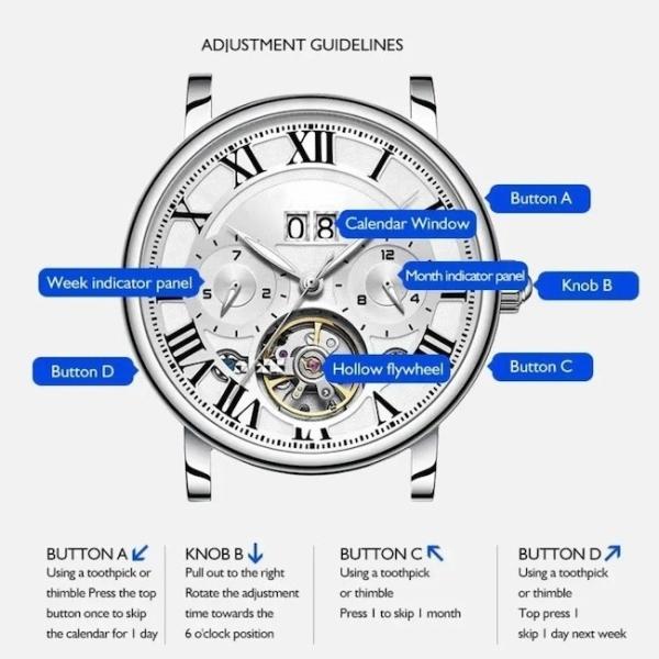 Fashion Waterproof Quartz Watch Automatic Mechanical Movement Men'S Wrist Watch
