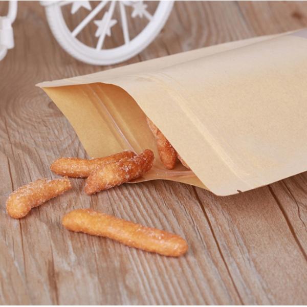 Zipper Sealed Folding Paper Packaging Flat Bottom With Window