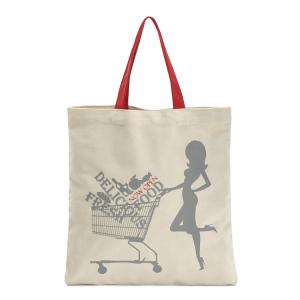 Buy cheap Red Handle Beige Shopping 8oz Cotton Tote Bags from wholesalers