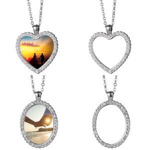 Jewelry Necklace Souvenir Gift Heart Locket Necklace Sublimation Heart Shaped