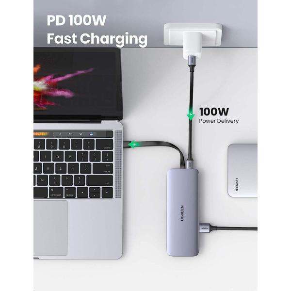 USB C Hub 9 in 1 USB Type C Multiport Adapter Dock with 4K HD-MI VGA Gigabit Ethernet PD Charging 3 USB 3.0 Ports