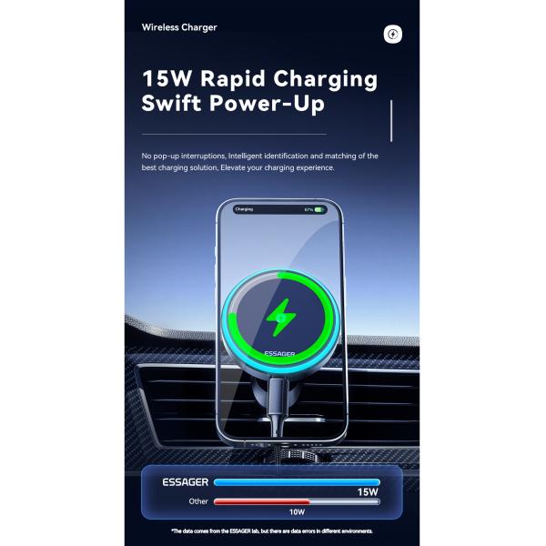 Magnetic 15W Wireless Charging Air Vent Car Mount Phone Holder ESSAGER T1