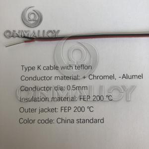 Type K Thermocouple Cable PTFE Insulated And FEP 200 Degree Jacket