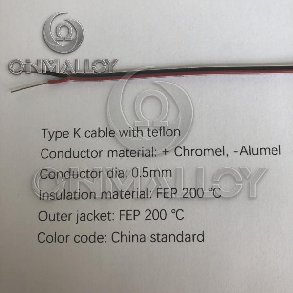 Quality Type K Thermocouple Cable PTFE Insulated And FEP 200 Degree Jacket for sale