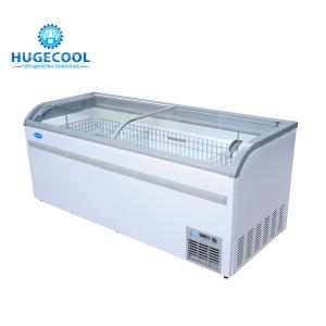 China Glass Door Supermarket Island Freezer Unique Evaporator Coil Design on sale