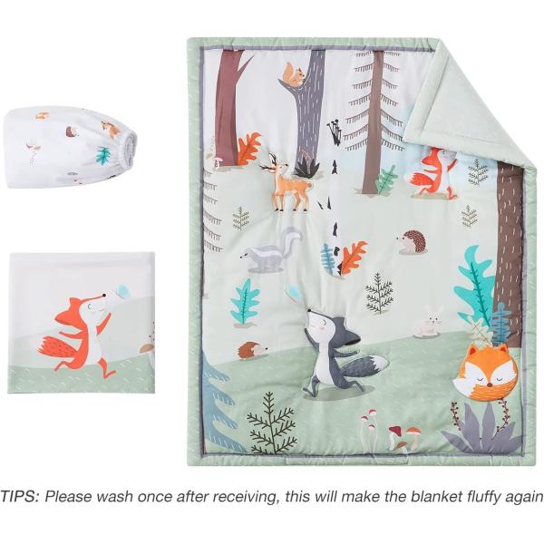 3 Piece Soft Crib Bedding Set Baby Crib Sets With Cartoon Style