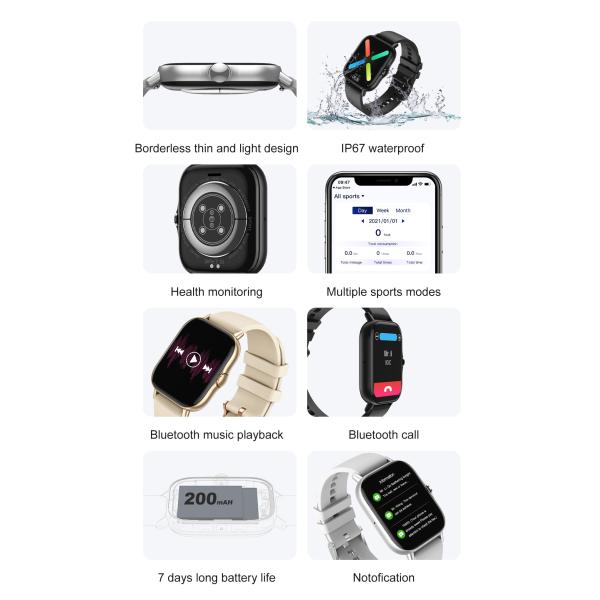 Dt94 Gts 2 Smart Watch Men Bluetooth Call 1.78 Screen Fitness Tracker Blood Pressure Ecg Sport Women Smartwatch