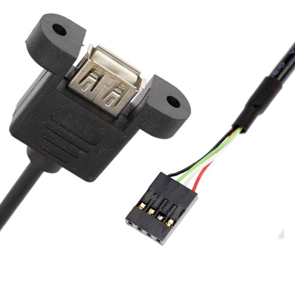 Customization Screw Locking Stud 1M 2M Panel Mount Female USB A male to Dupont Connector Cable