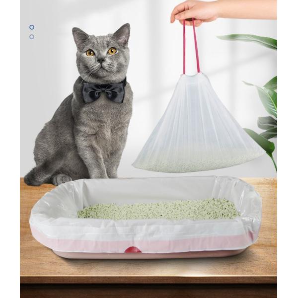 Heavy Duty Litter Pan Poop Bags with Drawstring Thick Jumbo Cat Litter Box Liner Bags Cat Litter Refill Cassettes