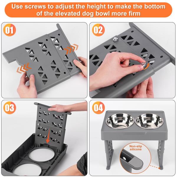 Stainless Steel Elevated Pet Feeder Bowls Tableware Slip Neck Protection Adjustable Lifting