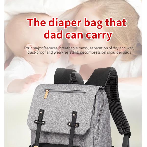 ISO9001 Fashion Mummy Maternity Nappy Diaper Bag Backpack With USB
