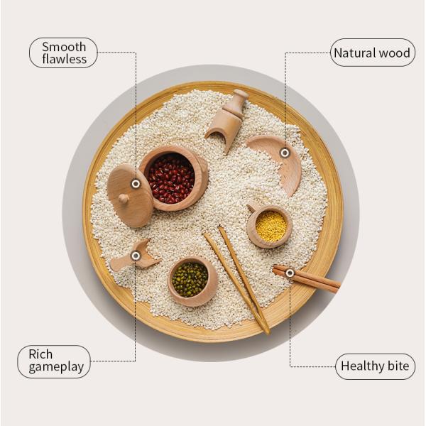 Tableware 8.9cm Wooden Miniature Kitchen Set Wooden Cooking Set Toy