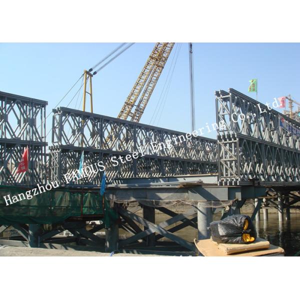 HD200 Double Row Deck Type Modular Steel Bailey Bridge Hoisting Installation In Site