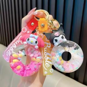 China Donut Liquid Quicksand Keychain Kuromi Melody Kitty Cinnamoroll Kawaii wholesale
