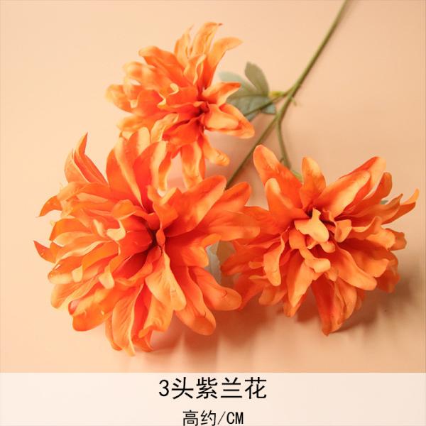 Wedding simulation flower, three head purple orchid, wedding hall flower, home decoration, silk flower, photography, decoration, bouquet